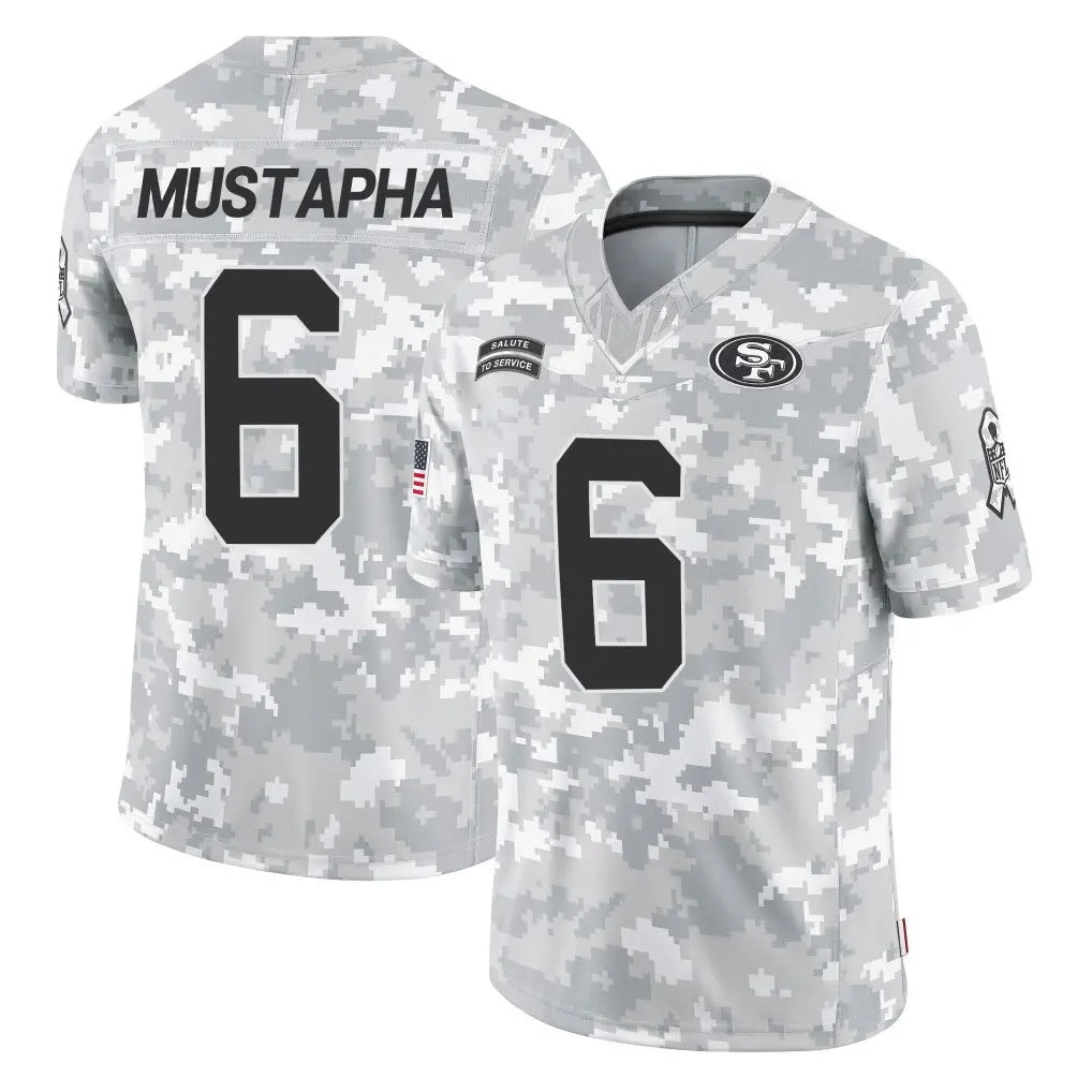 SF.49ers #6 Malik Mustapha Player Arctic Camo Limited Salute To Service Home Game BALCE Stitched Jerseys