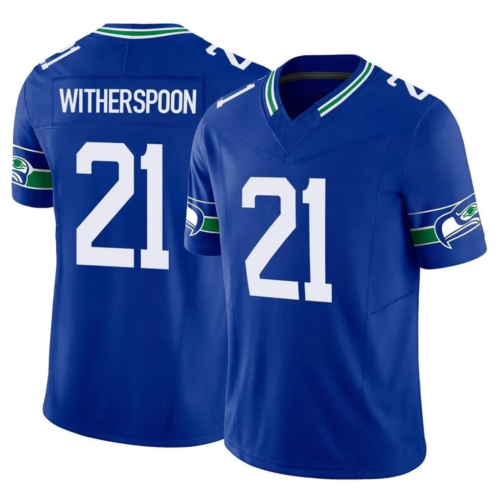S.Seahawks #21 Devon Witherspoon Player Royal Limited Throwback Vapor F.U.S.E. Home Game BALCE Stitched Jerseys