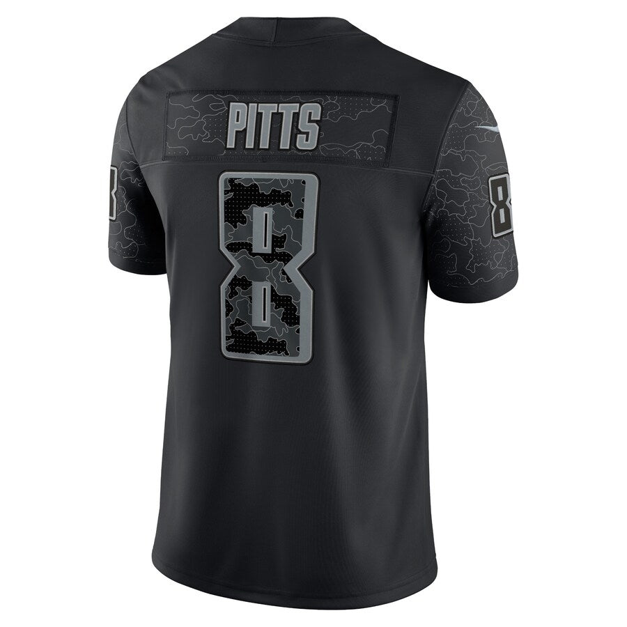 A.Falcons #8 Kyle Pitts Sr. Player Black RFLCTV Limited BALCE Stitched Jerseys