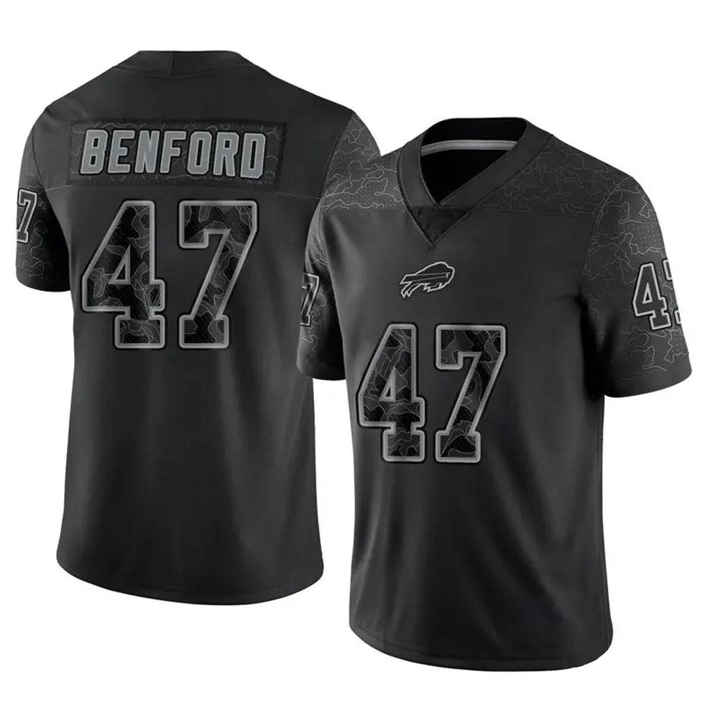 B.Bills #47 Christian Benford Player Black RFLCTV Limited BALCE Stitched Jerseys