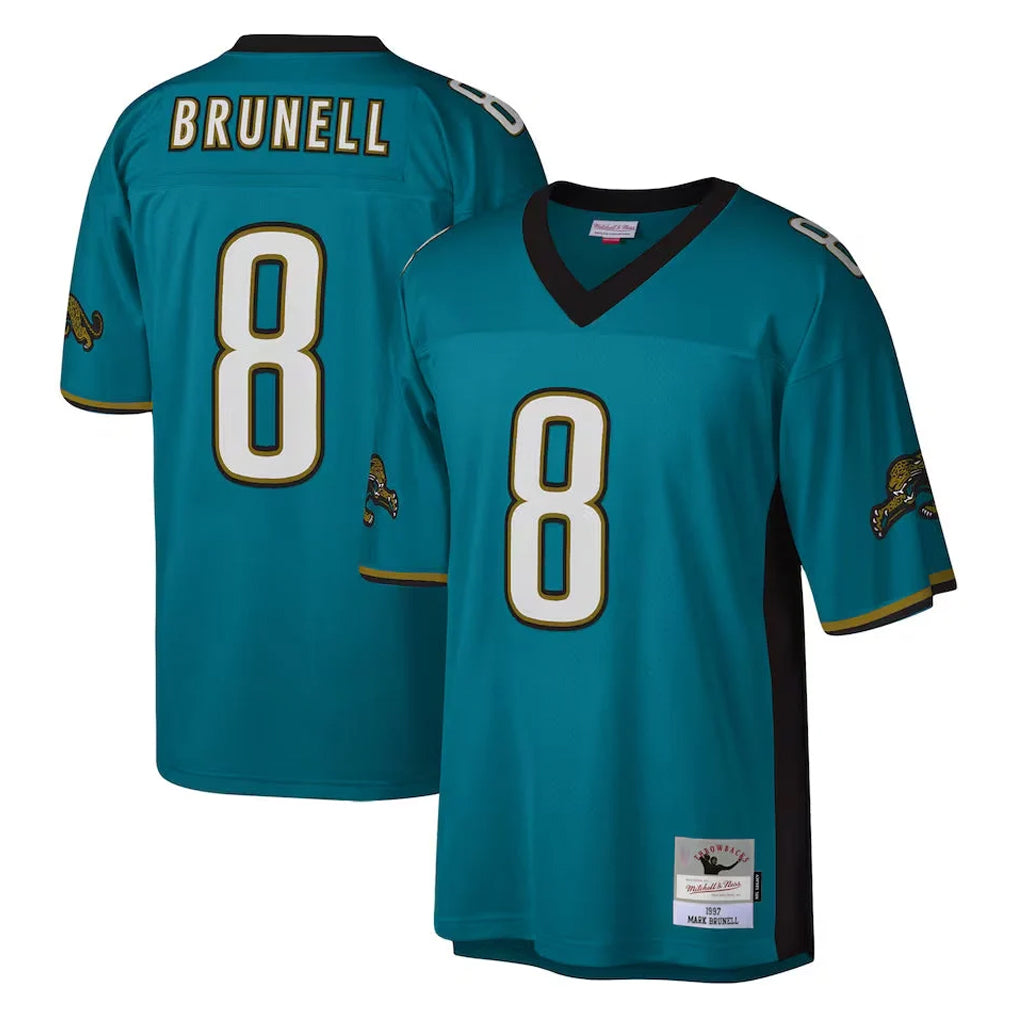 J.Jaguars #8 Mark Brunell?Player Teal Mitchell & Ness Legacy Home Game BALCE Stitched Jerseys