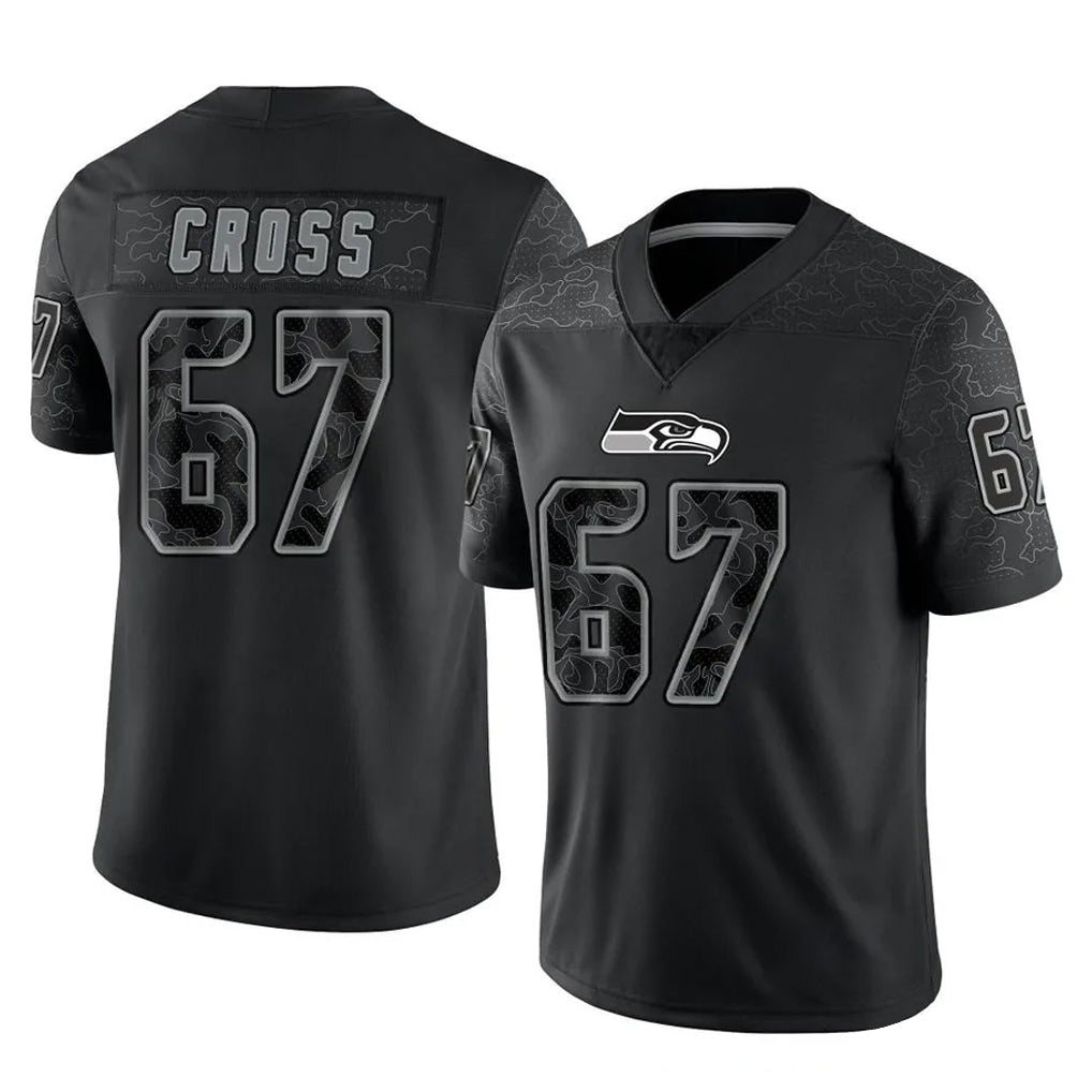 S.Seahawks #67 Charles Cross Player Black Limited Reflective Home Game BALCE Stitched Jerseys