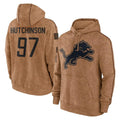 D.Lions #97 Aidan Hutchinson Player Brown Salute to Service Hoodies Limited Game BALCE Stitched Jerseys