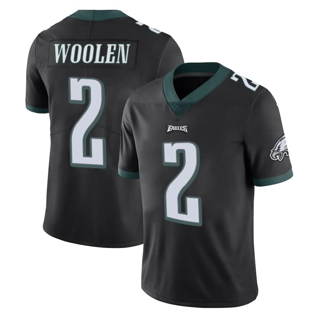 P.Eagles #2 Riq Woolen Player Black Limited Vapor Untouchable Home Game BALCE Stitched Jerseys