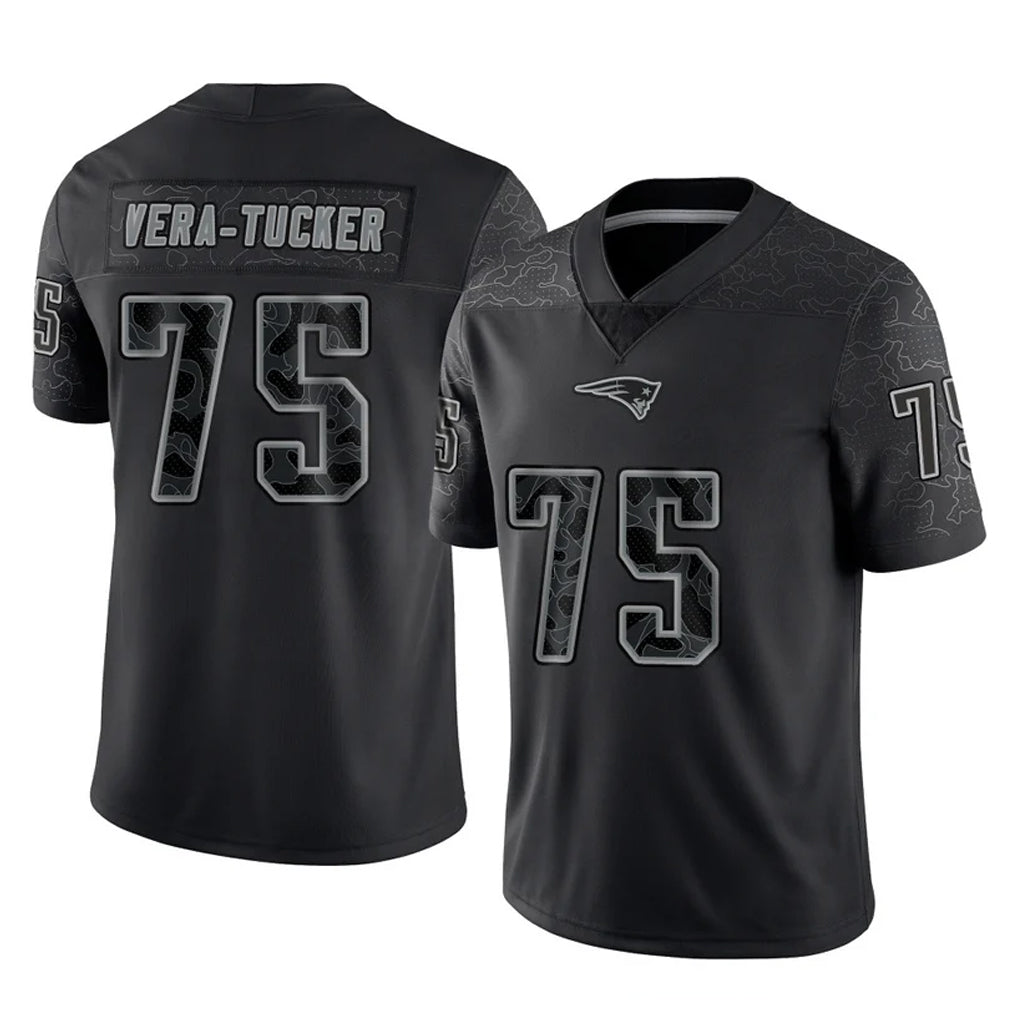 NE.Patriots #75 Alijah Vera-Tucker Player Black Reflective LImited Home Game BALCE Stitched Jerseys