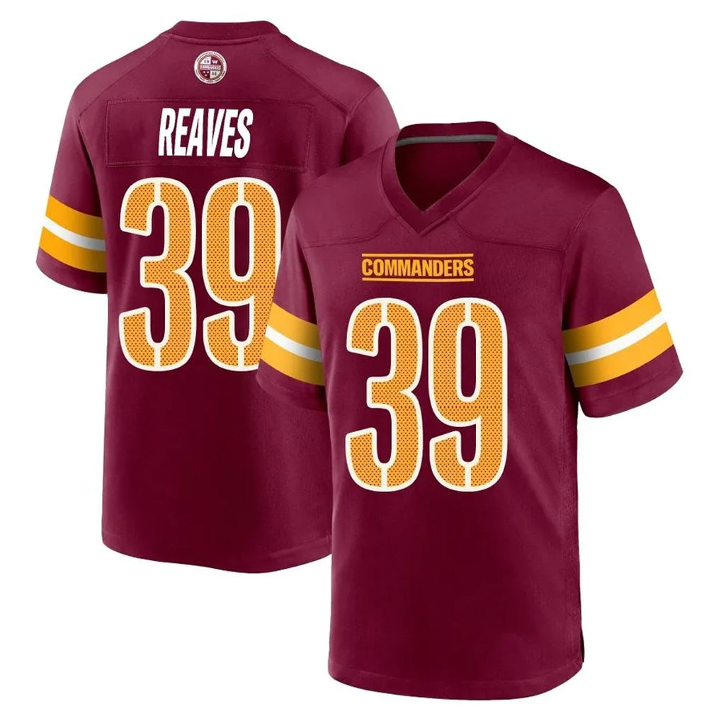 W.Commanders #39 Jeremy Reaves Player Burgundy Home Game BALCE Stitched Jerseys