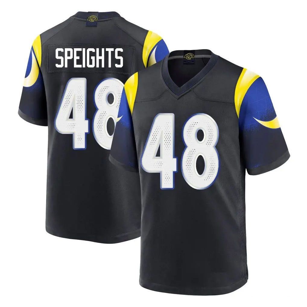 LA.Rams #48 Omar Speights Player Black Midnight Rivalries Collection Home Game BALCE Stitched Jerseys