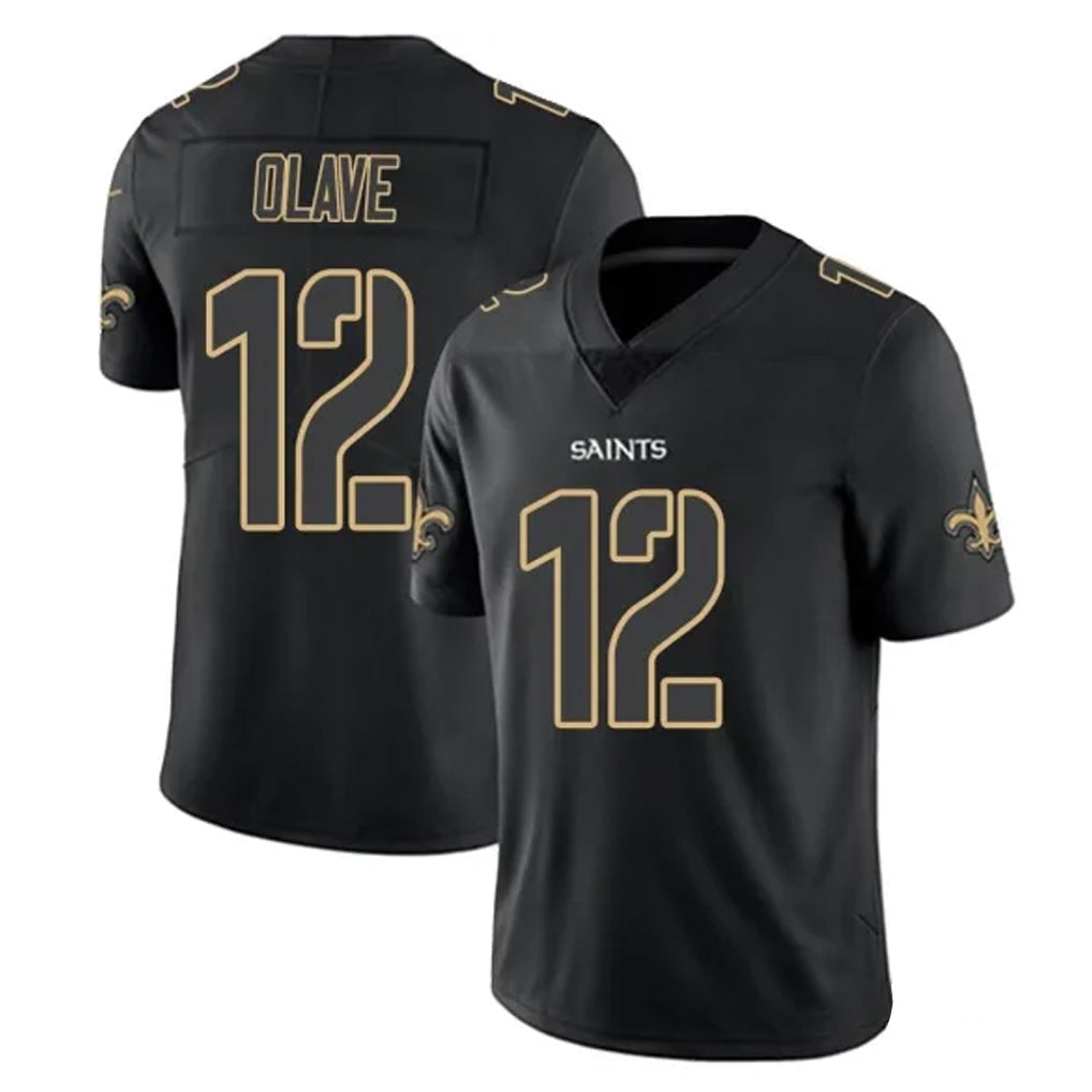 NO.Saints #12 Chris Olave Player Black Impact Limited Home Game BALCE Stitched Jerseys