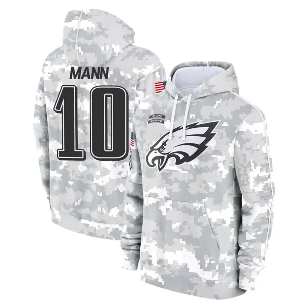 P.Eagles #10 Braden Mann Player Arctic Camo Salute to Service Pullover Hoodies Limited Game BALCE Stitched Jerseys