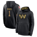 W.Commanders #1 Rachaad White Player Black Salute to Service Performance Pullover Hoodies Home Game BALCE Stitched Jerseys