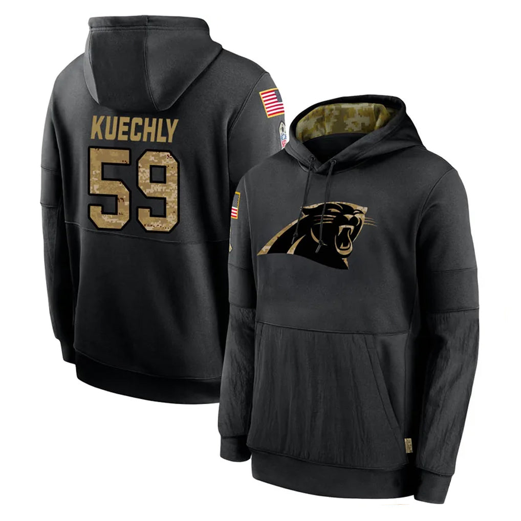 C.Panthers #59 Luke Kuechly Player Black Salute to Service Pullover Hoodies Limited Game BALCE Stitched Jerseys