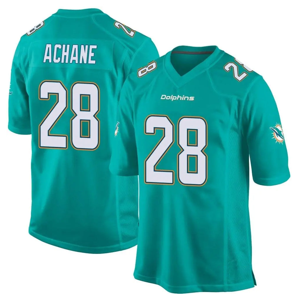 M.Dolphins #28 De'Von Achane Player Aqua Team Color Home Game BALCE Stitched Jerseys