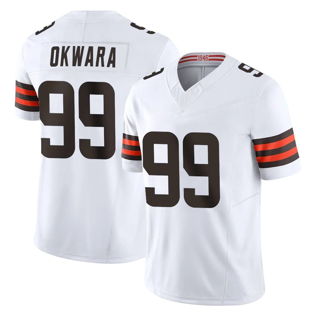 C.Browns #99 Julian Okwara Player White Vapor F.U.S.E. Limited Home Game BALCE Stitched Jerseys