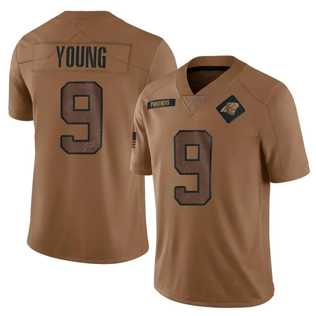 C.Panthers #9 Bryce Young Player Brown Salute To Service Limited BALCE Stitched Jerseys