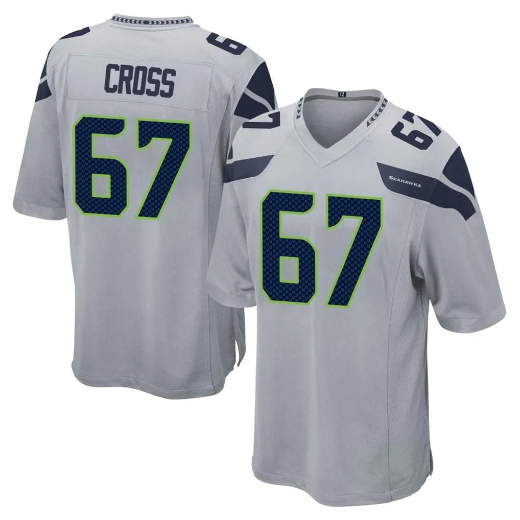 S.Seahawks #67 Charles Cross Player Gray Home Game BALCE Stitched Jerseys