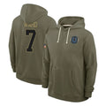 IN.Colts #7 Charvarius Ward Sr. Player Olive Salute to Service Pullover Hoodies Limited BALCE Stitched Jerseys
