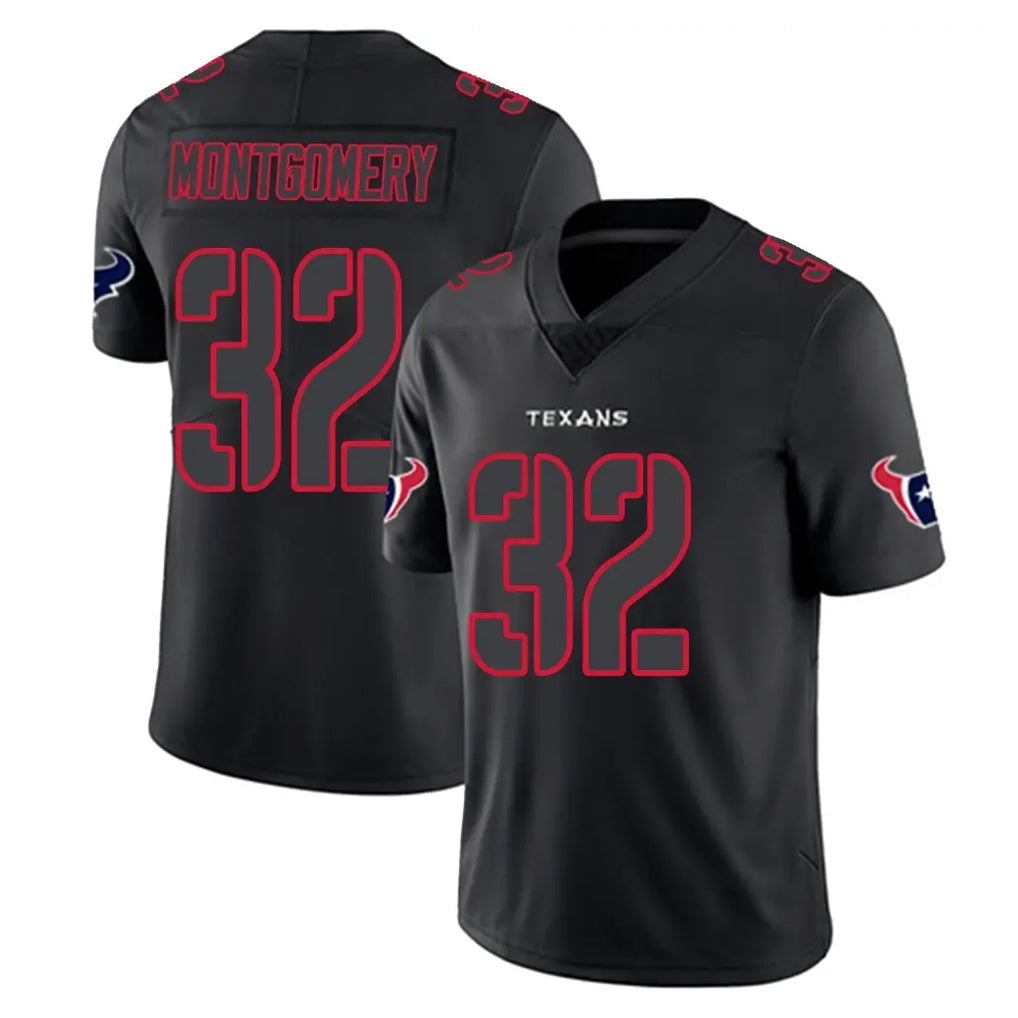 H.Texans #32 David Montgomery Player Black Impact Limited Game BALCE Stitched Jerseys