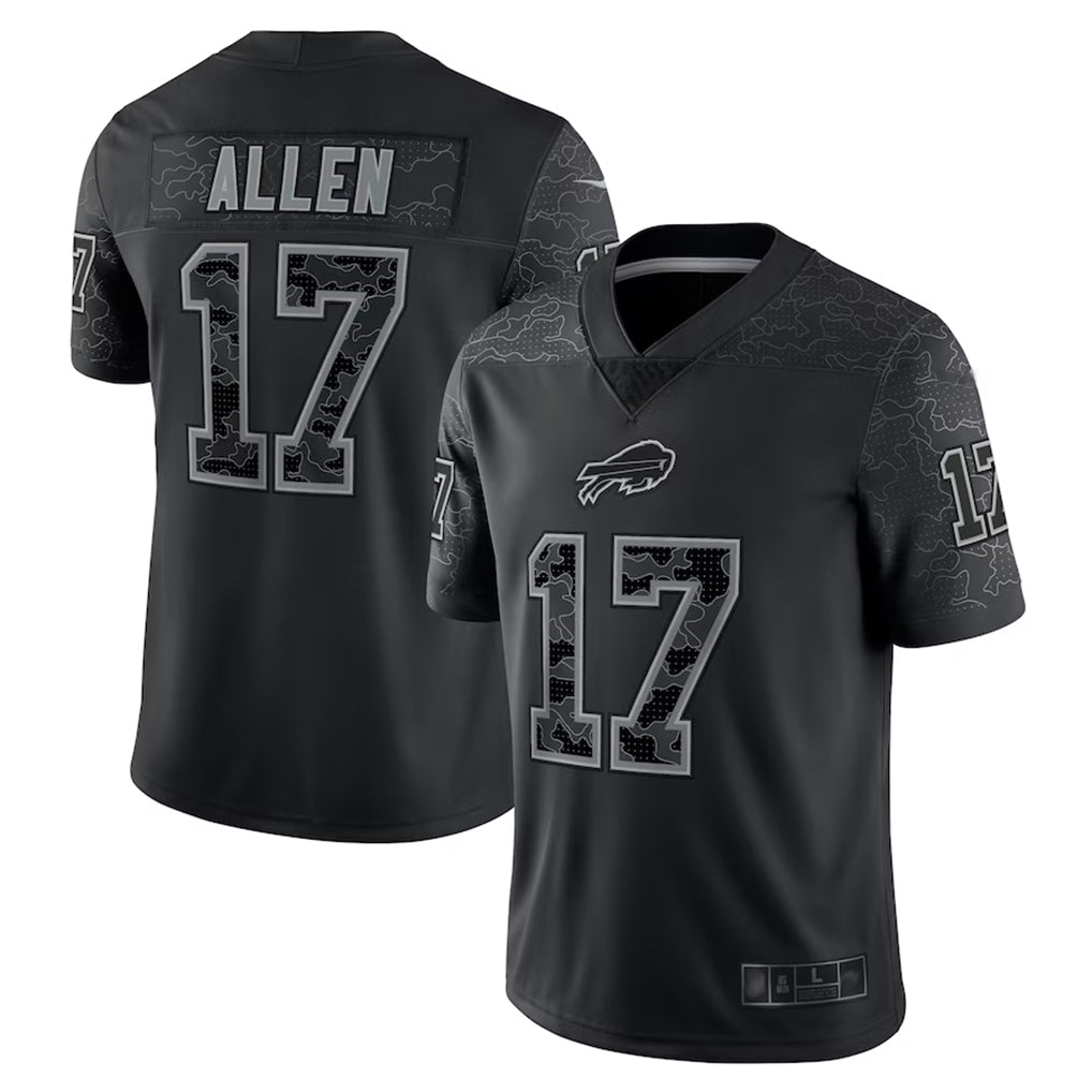 B.Bills #17 Josh Allen Player Black RFLCTV Limited BALCE Stitched Jerseys