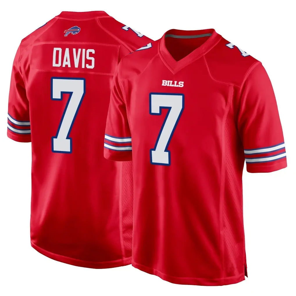 B.Bills #7 Ray Davis Player Red Home Game BALCE Stitched Jerseys