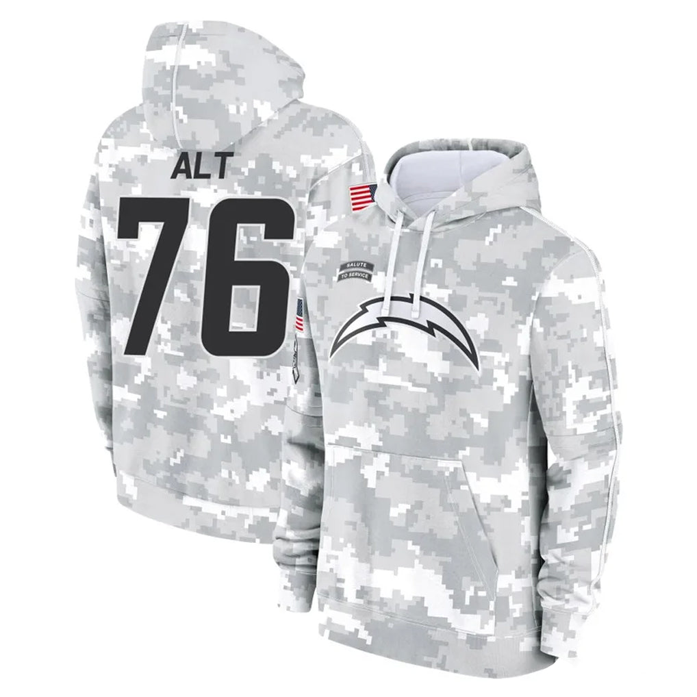 LA.Chargers #76 Joe Alt Player Arctic Camo Salute to Service Hoodies Limited Game BALCE Stitched Jerseys