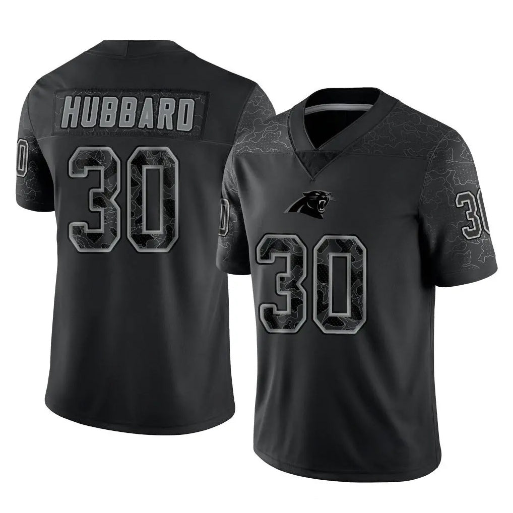 C.Panthers #30 Chuba Hubbard Player Black Limited Reflective Game BALCE Stitched Jerseys