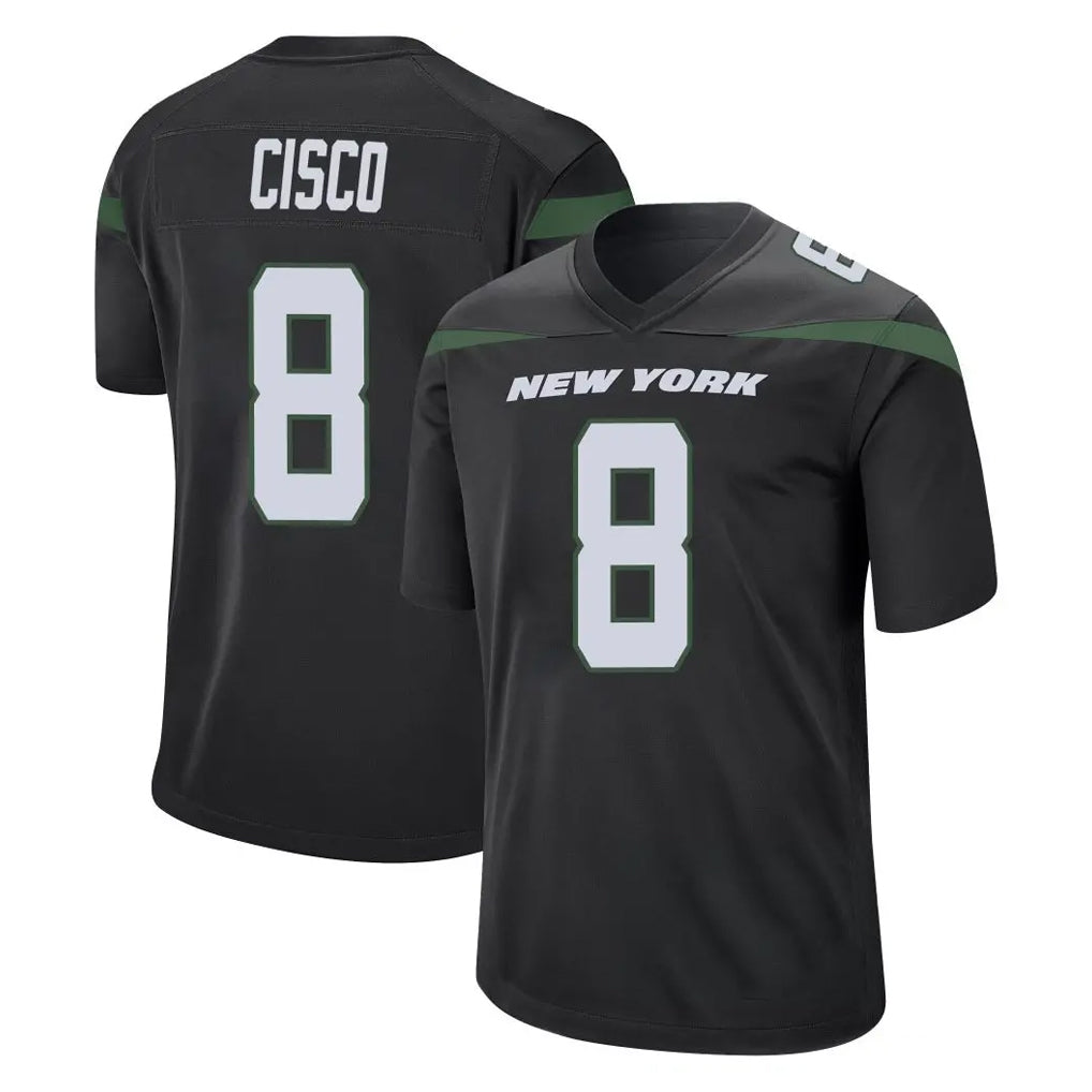 NY.Jets #8 Andre Cisco Player Stealth Black Home Game BALCE Stitched Jerseys