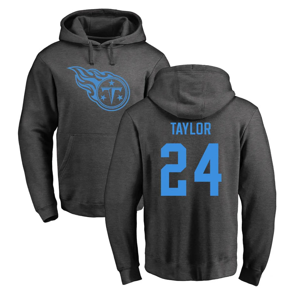 T.Titans #24 Alontae Taylor Player Ash One Color Pullover Hoodies Home Game BALCE Stitched Jerseys