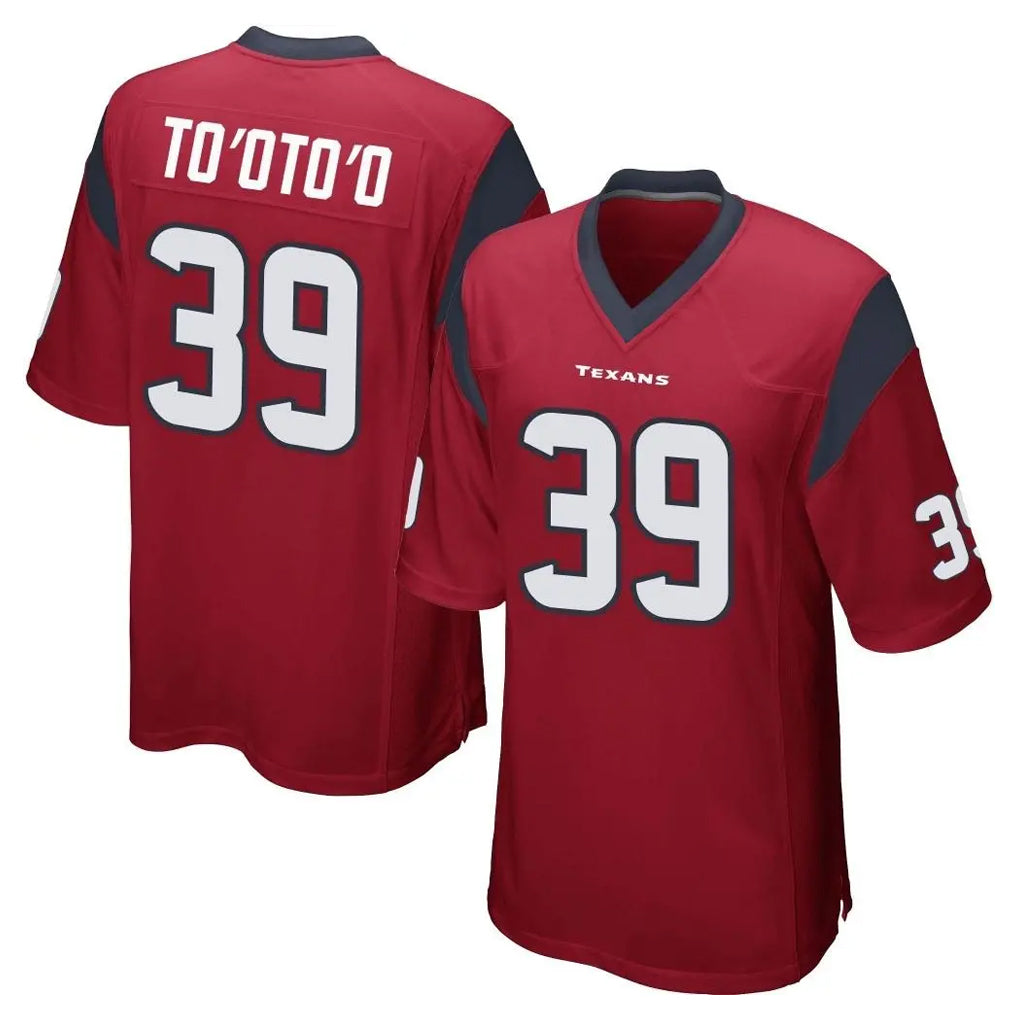 H.Texans #39 Henry To'oTo'o Player Red Home Game BALCE Stitched Jerseys