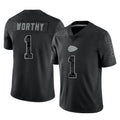 KC.Chiefs #1 Xavier Worthy Player Black Limited Reflective Game BALCE Stitched Jerseys