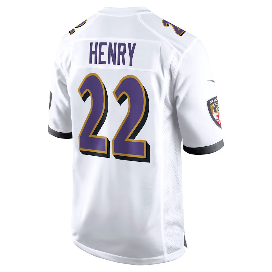 B.Ravens #22 Derrick Henry Player White Alternate Home Game BALCE Stitched Jerseys