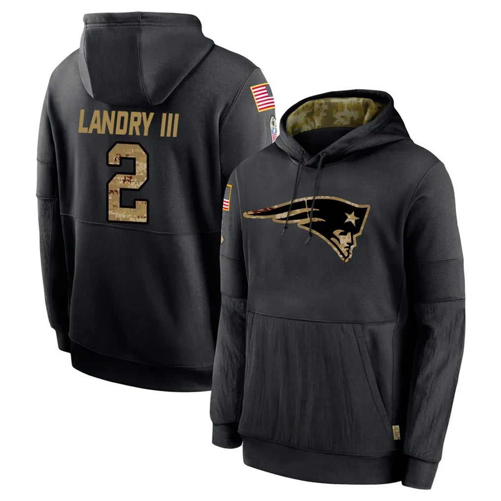NE.Patriots #2 Harold Landry III Player Black Salute to Service Hoodies Limited Game BALCE Stitched Jerseys