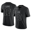 GB.Packers #10 Jordan Love Player Black Reflective Limited Home Game BALCE Stitched Jerseys