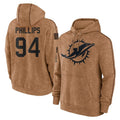 M.Dolphins #94 Jordan Phillips Player Brown Salute to Service Hoodies Limited Game BALCE Stitched Jerseys
