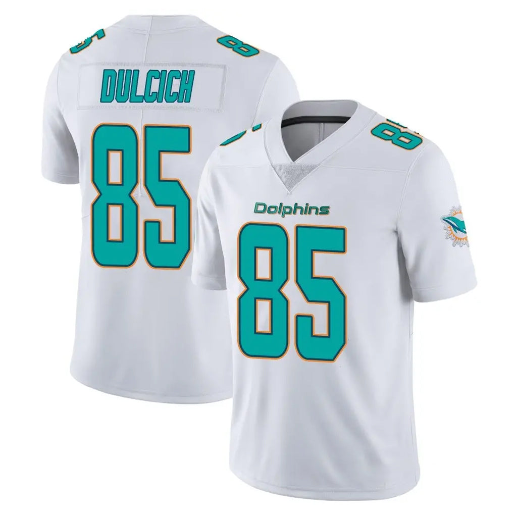 M.Dolphins #85 Greg Dulcich Player White Limited Vapor Untouchable Home Game BALCE Stitched Jerseys
