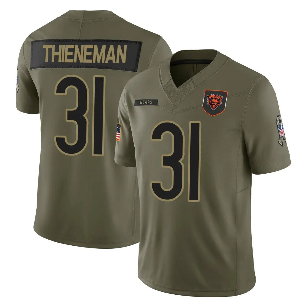 C.Bears #31 Dillon Thieneman Player Olive Salute to Service Limited Home Game BALCE Stitched Jerseys