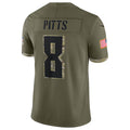 A.Falcons #8 Kyle Pitts Sr. Player Olive Salute To Service Limited BALCE Stitched Jerseys