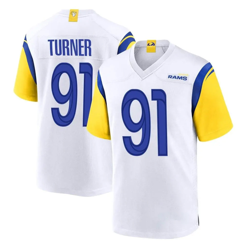 LA.Rams #91 Kobie Turner Player White Home Game BALCE Stitched Jerseys