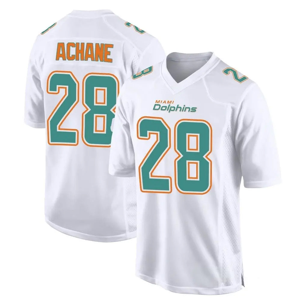 M.Dolphins #28 De'Von Achane Player White Fashion Home Game BALCE Stitched Jerseys