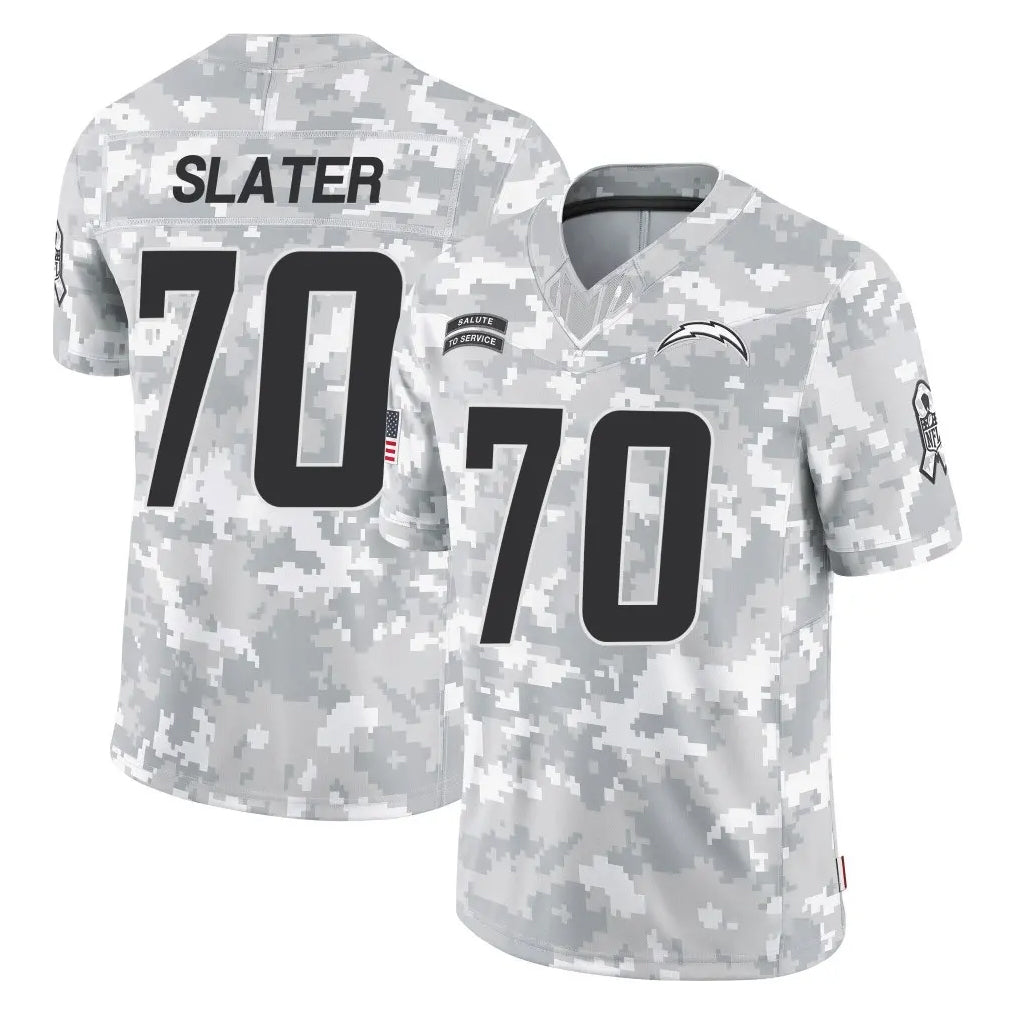 LA.Chargers #70 Rashawn Slater Player Arctic Camo Salute To Service Limited Game BALCE Stitched Jerseys
