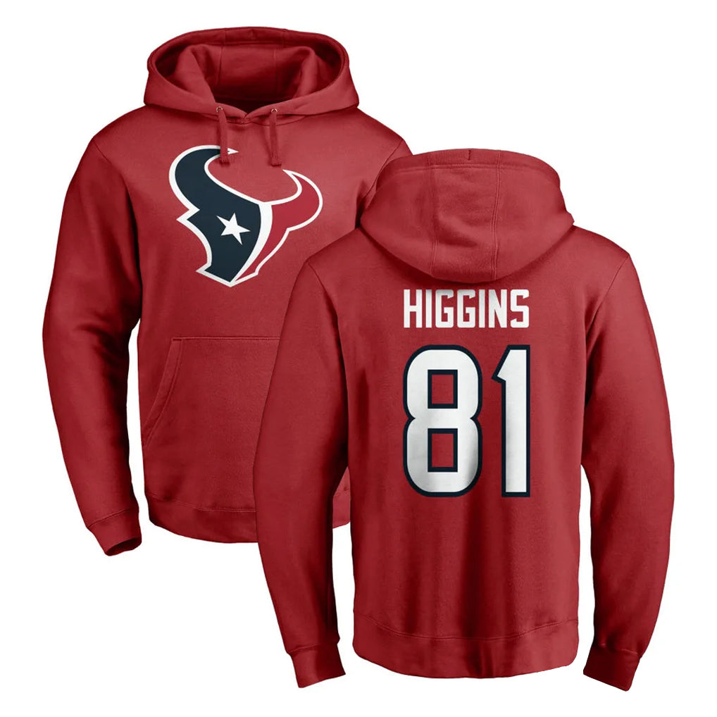 H.Texans #81 Jayden Higgins Player Red Pro Line Pullover Hoodie Limited Game BALCE Stitched Jerseys