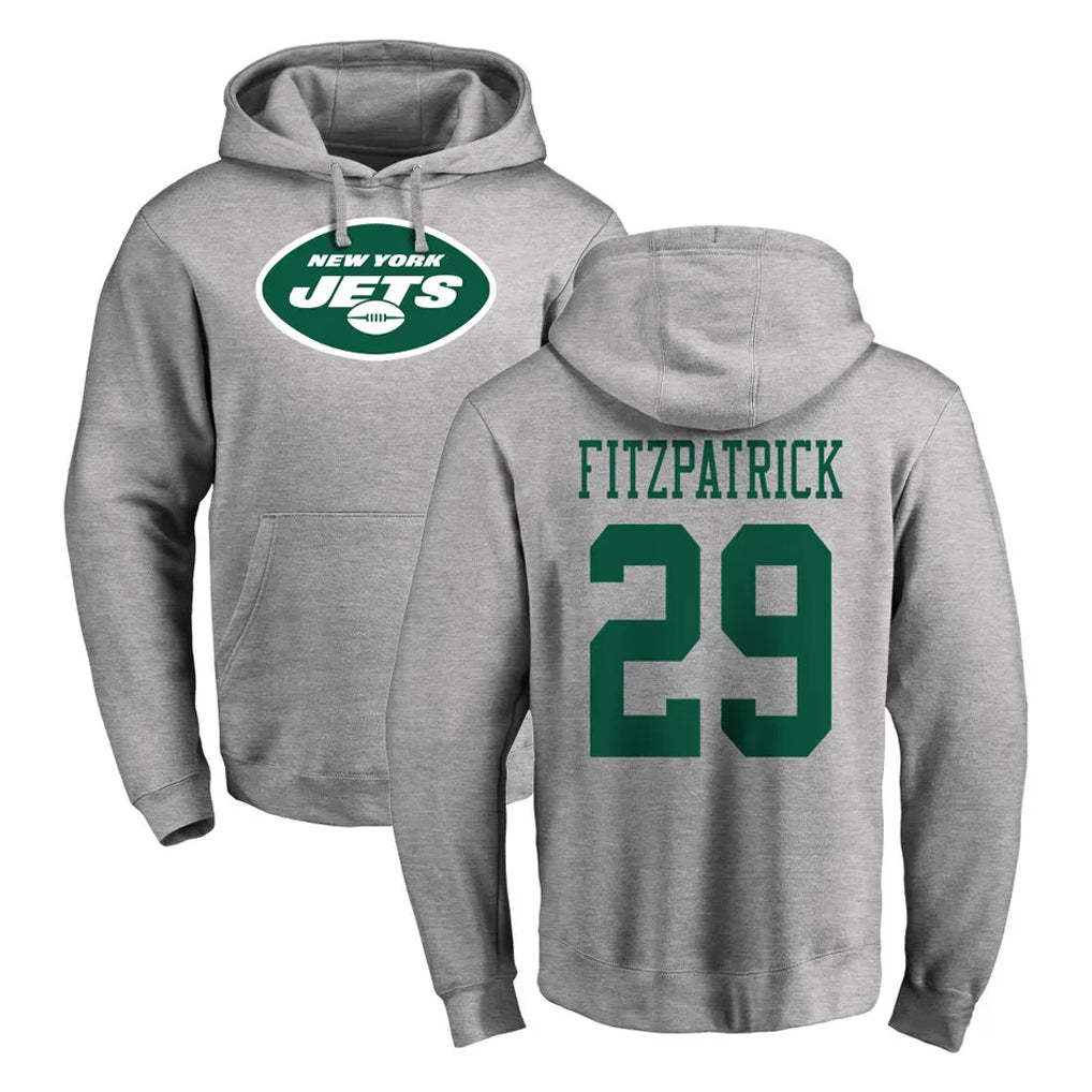 NY.Jets #29 Minkah Fitzpatrick Player Gray LOGO Pullover Hoodies Limited Game BALCE Stitched Jerseys