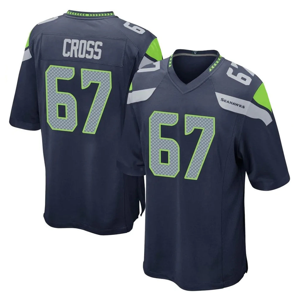 S.Seahawks #67 Charles Cross Player Navy Home Game BALCE Stitched Jerseys