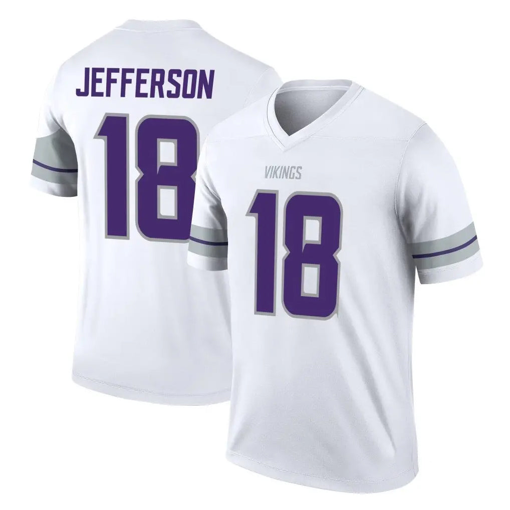 M.Vikings #18 Justin Jefferson Player White Alternate Legend Home Game BALCE Stitched Jerseys