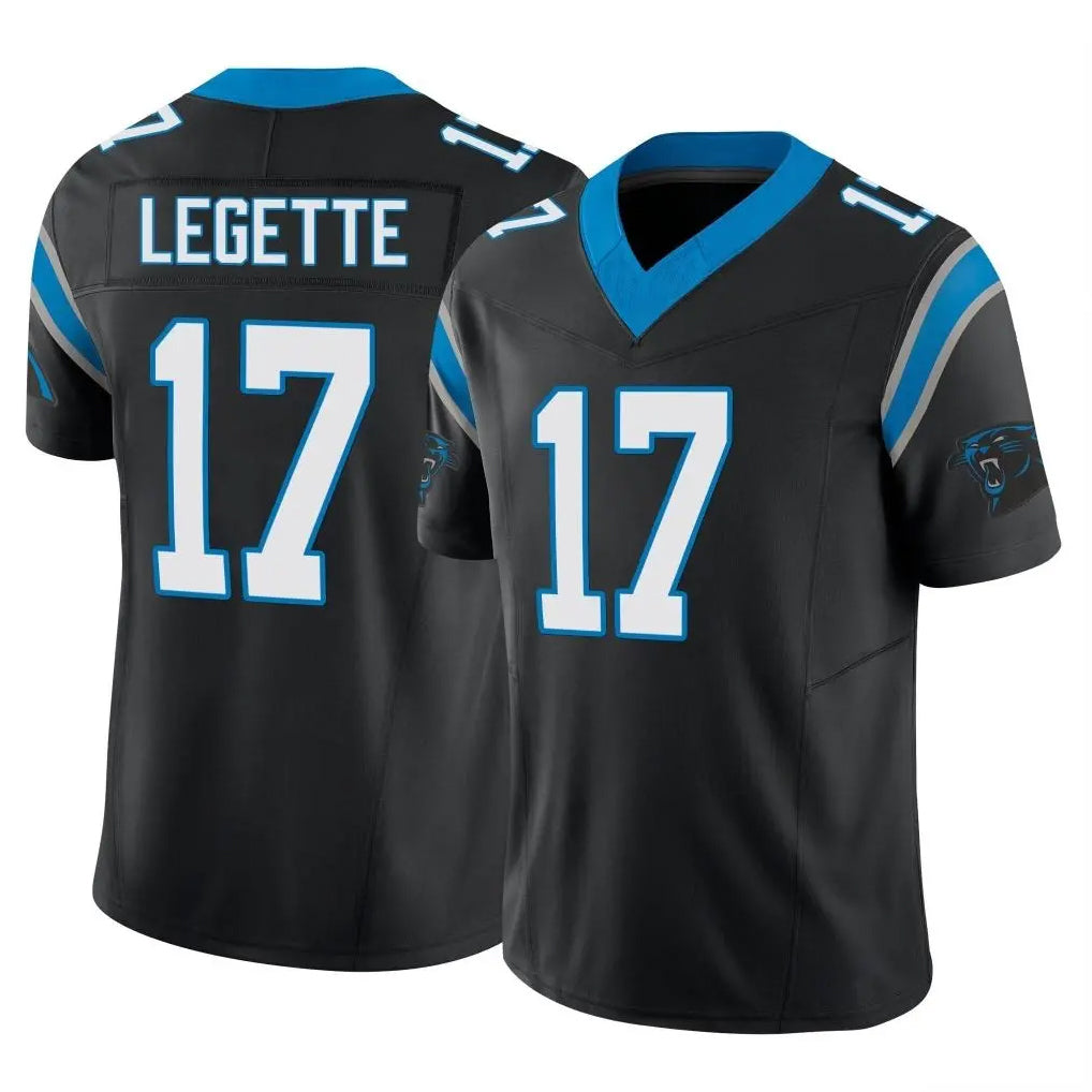 C.Panthers #17 Xavier Legette Player Black Vapor F.U.S.E. Limited Home Game BALCE Stitched Jerseys