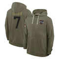 NE.Patriots #7 Carlton Davis III Player Olive Salute to Service Pullover Hoodies Limited BALCE Stitched Jerseys