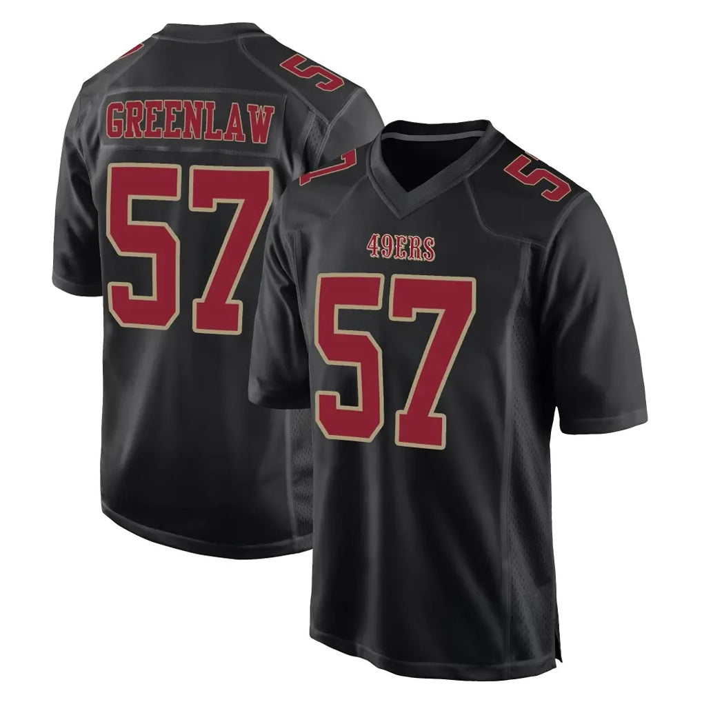 SF.49ers #57 Dre Greenlaw Player Black Fashion Home Game BALCE Stitched Jerseys