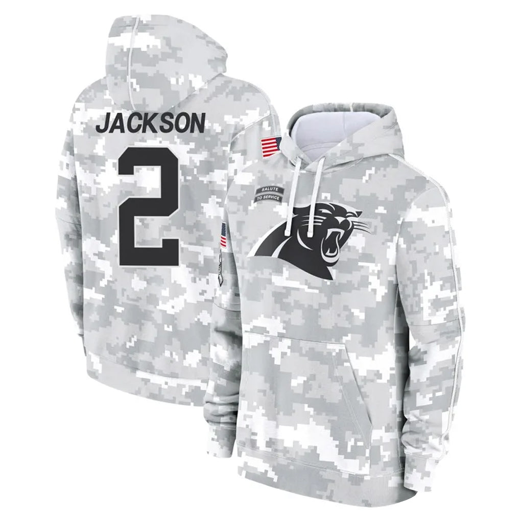 C.Panthers #2 Michael Jackson Player Arctic Camo Salute to Service Pullover Hoodies Limited Game BALCE Stitched Jerseys