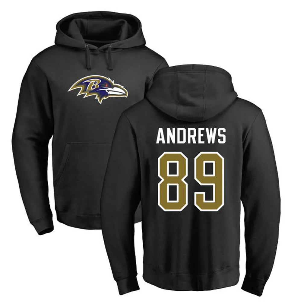 B.Ravens #89 Mark Andrews Player Black Pullover Hoodie BALCE Stitched Jerseys
