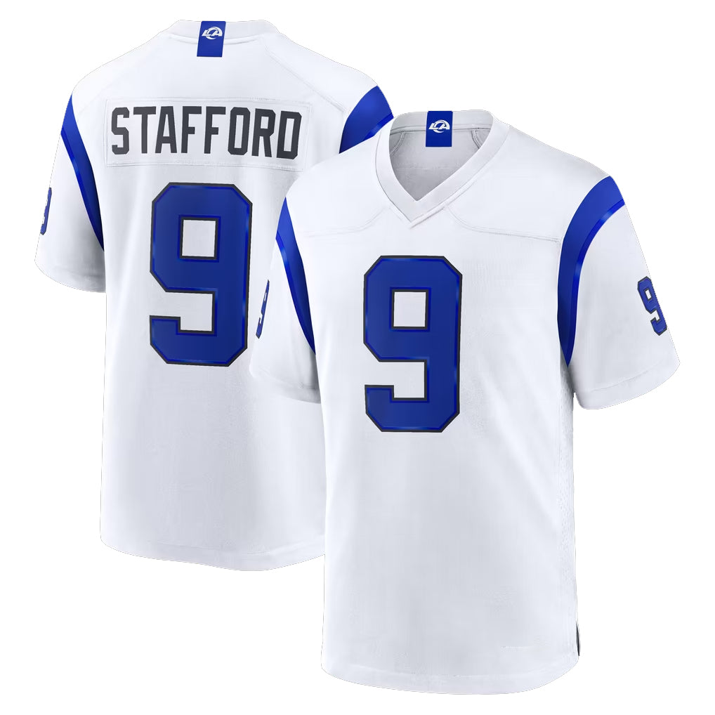 LA.Rams #9 Matthew Stafford Player Fearsome White Home Game BALCE Stitched Jerseys