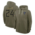 T.Titans #24 Alontae Taylor Player Olive Salute to Service Hoodies Home Game BALCE Stitched Jerseys